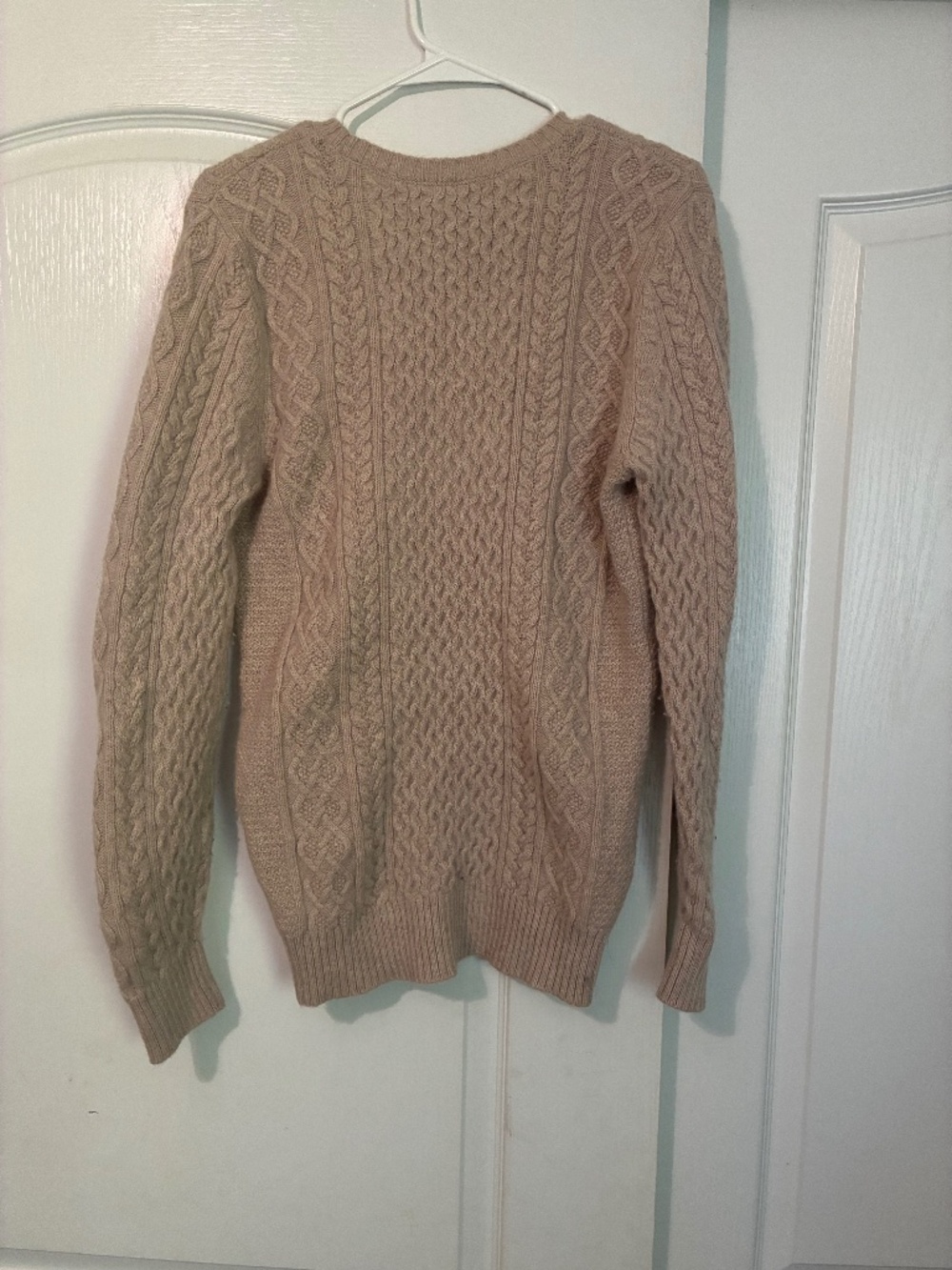 Lachlan British Inspired Lambswool Cable Knit Sweater Cream Men’s Small